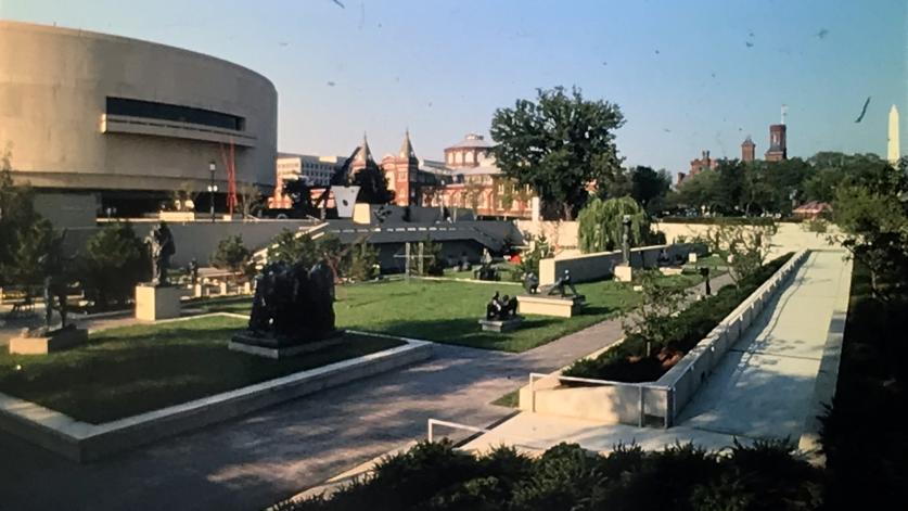 The redesigned Hirshhorn Sculpture Garden by Lester Collins. Photo courtesy of the Smithsonian Archives, 1983.
