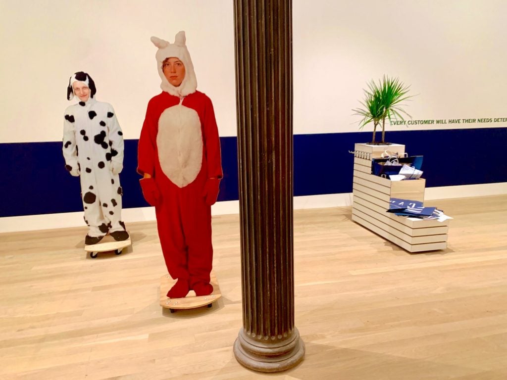 Installation view of "Animal Costume Cutouts" (1993) in "ART CLUB2000: Selected Works 1992-1999 at Artists Space. (Photo by Ben Davis.)