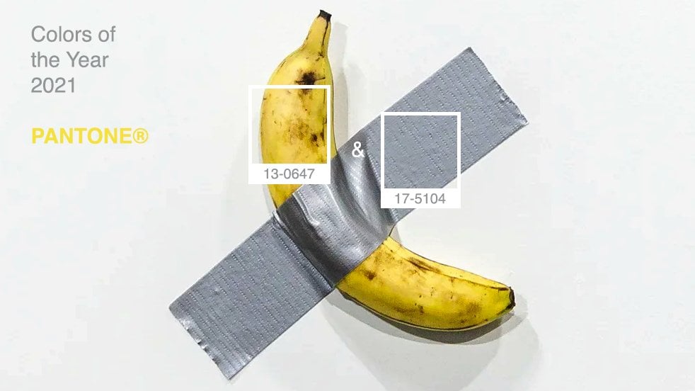 Did Maurizio Cattelan's Comedian, a banana duct taped to the wall at last year's Art Basel Miami Beach, inspire this year's Pantone colors. Image by @DocPop.