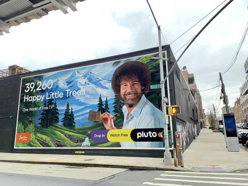 An ad for the Bob Ross Channel in Williamsburg, Brooklyn. (Photo by Ben Davis.)