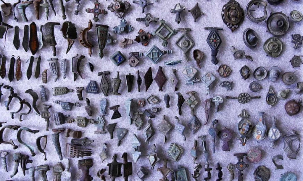 Some of the thousands of objects believed to have been looted in France and recovered during a French authorities' raid of the home of a man identified only as Patrice T. Photo courtesy of the Douane Française, the Directorate-General of Customs and Indirect Taxes.