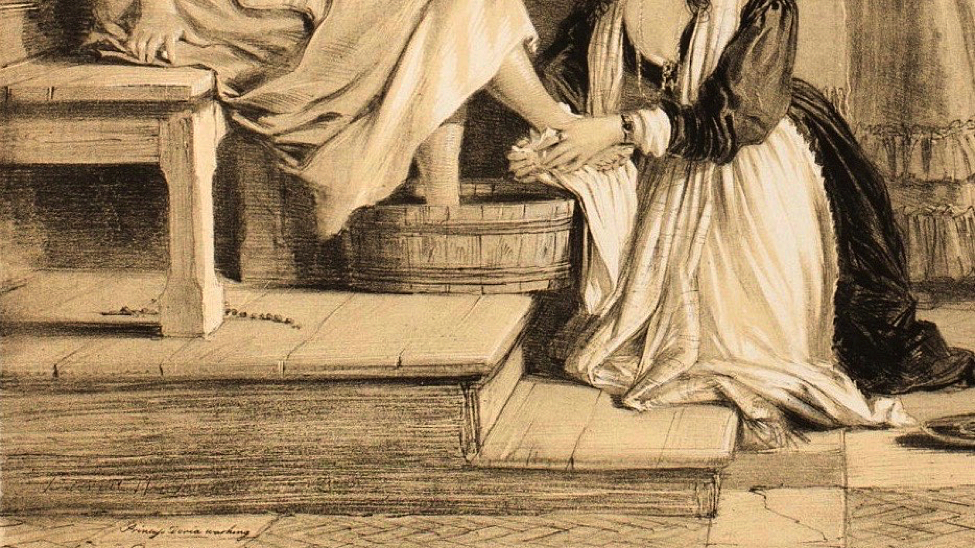 David Wilkie, <em>The Princess Doria washing the feet of the Pilgrims</em> (1846). Courtesy of Invisible Dog. 