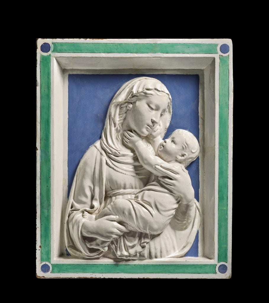 Luca della Robbia, Relief of the Madonna and child (ca. 1450). Courtesy of Sotheby's.