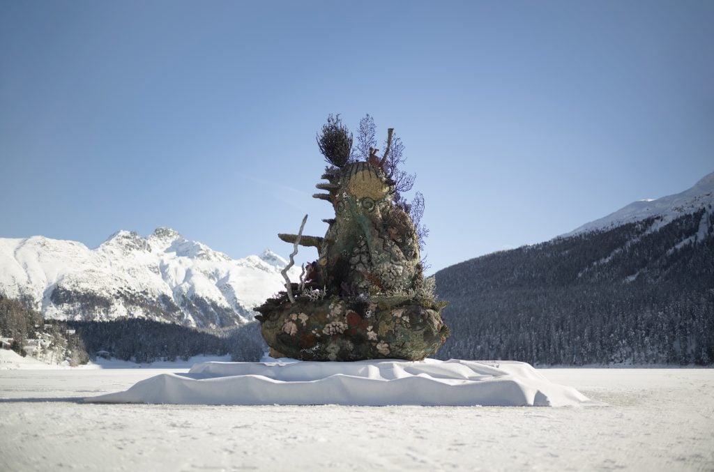 Damien Hirst's The Monk, Lake St. Moritz, 2020. Photographed by Felix Friedmann ©Damien Hirst and Science Ltd. All rights reserved, DACS 2021