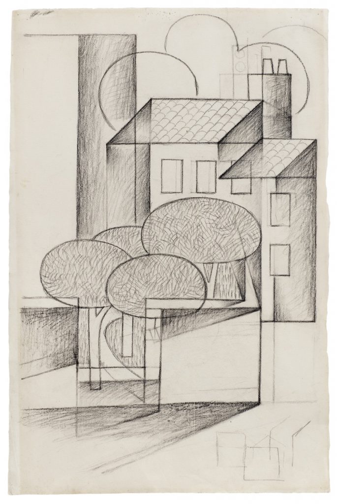 Juan Gris, Paysage (Maisons à Beaulieu) (1918) Image courtesy Galerie Gmurzynska
