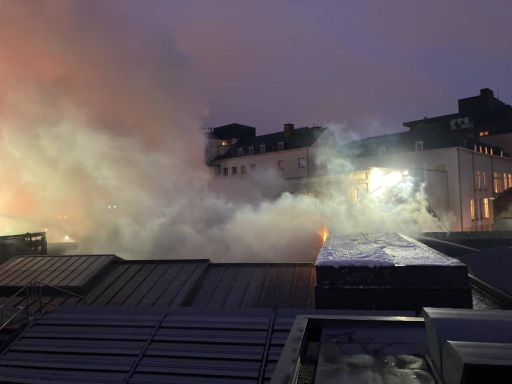 Smoke billowing from Bozar. Courtesy of Pascal Smet, via Twitter.