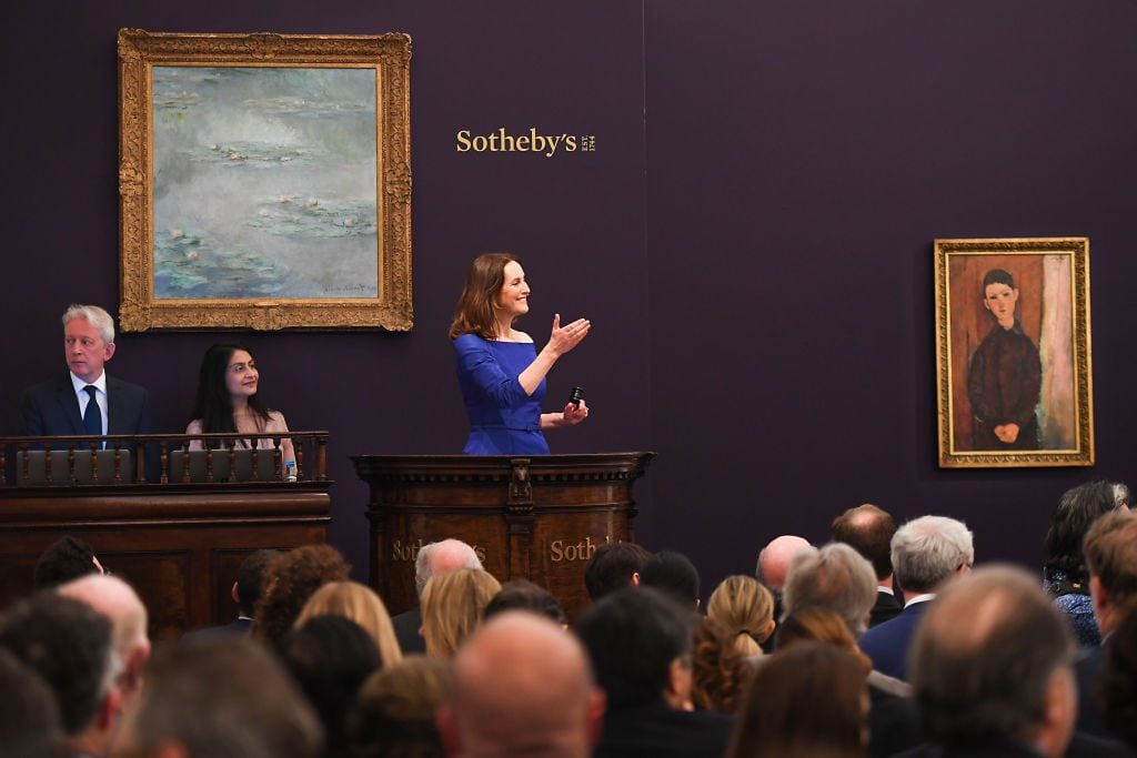 Sotheby’s European Chairman and auctioneer, Helena Newman. Photo by Chris J Ratcliffe/Getty Images for Sotheby's.