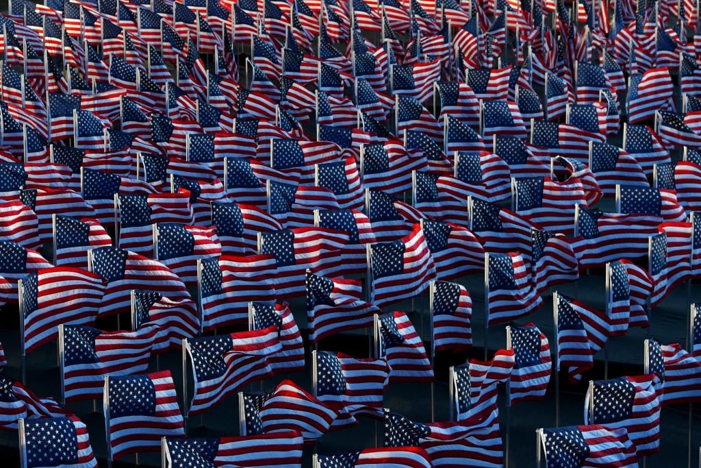  American flags decorate the "Field of Flags" at the National Mall near the U.S. Capitol. (Photo by Stephanie Keith/Getty Images)