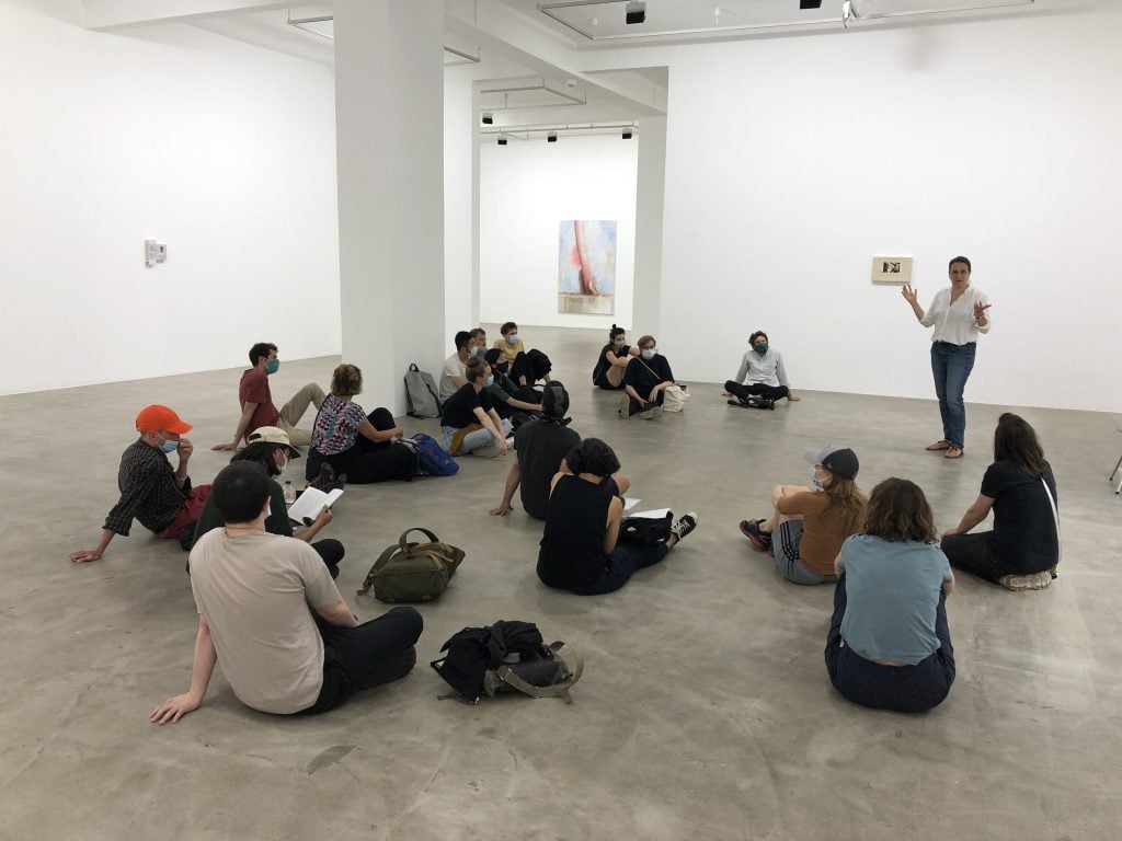 BPA group meeting in Monika Baer’s exhibition at nbk, Berlin (2020).