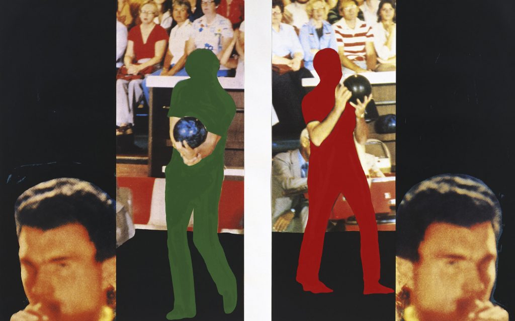John Baldessari, Two Bowlers (With Questioning Person (1994). Courtesy of Art Please.