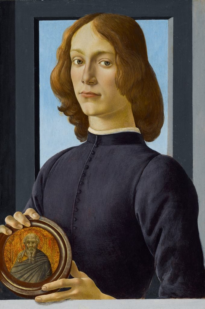 Sandro Botticelli, Portrait of a Young Man Holding a Roundel (circa 1444/5–1510). Courtesy of Sotheby's.