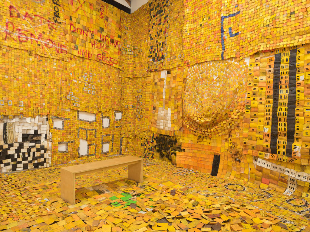 "Serge Attukwei Clottey: Routes," installation view, the Mistake Room, Los Angeles, 2019. Courtesy of the Mistake Room.