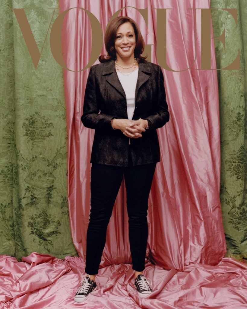 Tyler Mitchell's portait of Kamala Harris on the cover of Vogue's February 2021 issue. Courtesy of Vogue.