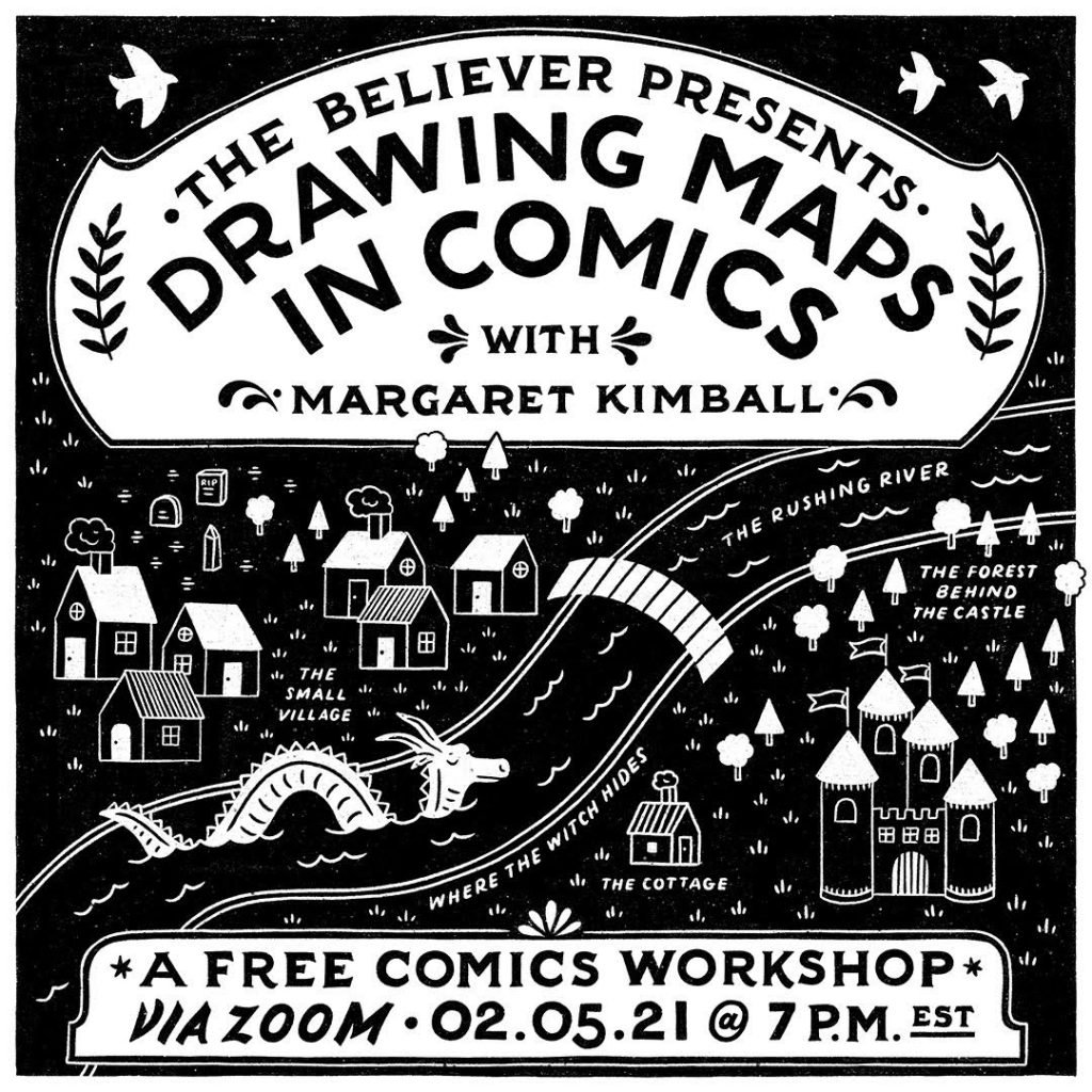 Margaret Kimbell Drawing Maps in Comics Workshop. Courtesy of the <em>Beliver</em>.