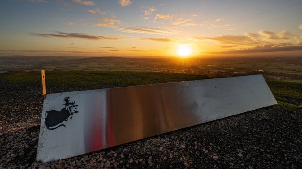 This "Not Banksy" monolith appeared at Glastonbury Tor in the UK in December, and was quickly removed by the National Trust. Photo by Michelle Cowbourne.