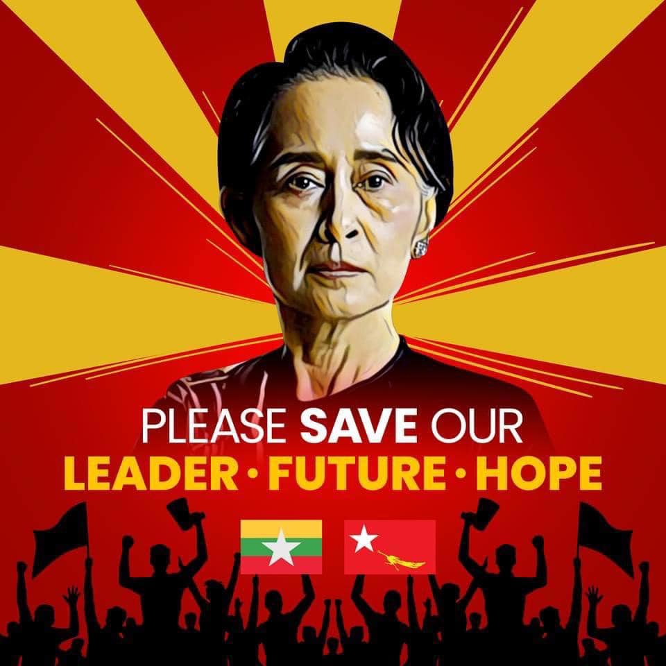Phyo Min Oo created this artwork in support of Myanmar's deposed leader Aung San Suu Kyi.
