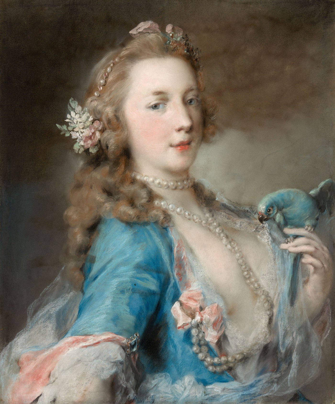 Rosalba Carriera, A Young Lady with a Parrot (circa 1730). Collection of the Art Institute of Chicago.