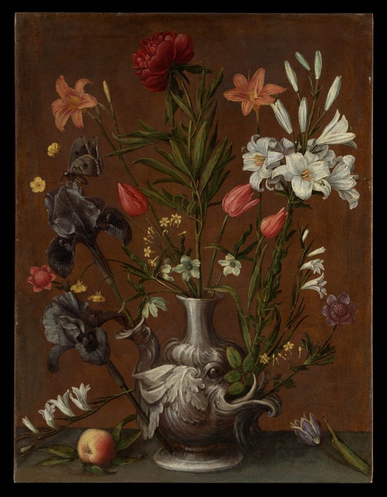 Orsola Maddalena Caccia, <em>Flowers in a Grotesque Vase</em> (c. 1635). Courtesy of the Metropolitan Museum of Art, New York, bequest of Errol M. Rudman.
