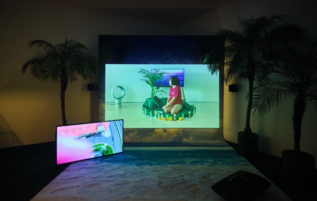 Installation view of Cao Fei's Isle of Instability (2020) commissioned by Audemars Piguet Contemporary, on view at West Bund Art & Design, Shanghai. Image courtesy of the artist and Audemars Piguet.