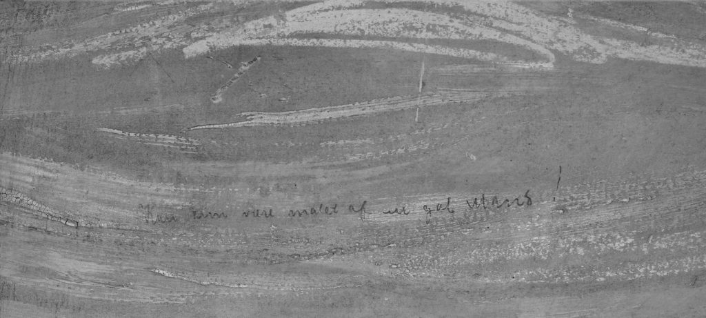 A close up of the infrared scan of the inscription on Edvard Munch, The Scream. Photo by Borre Hostland, courtesy the National Museum of Norway.
