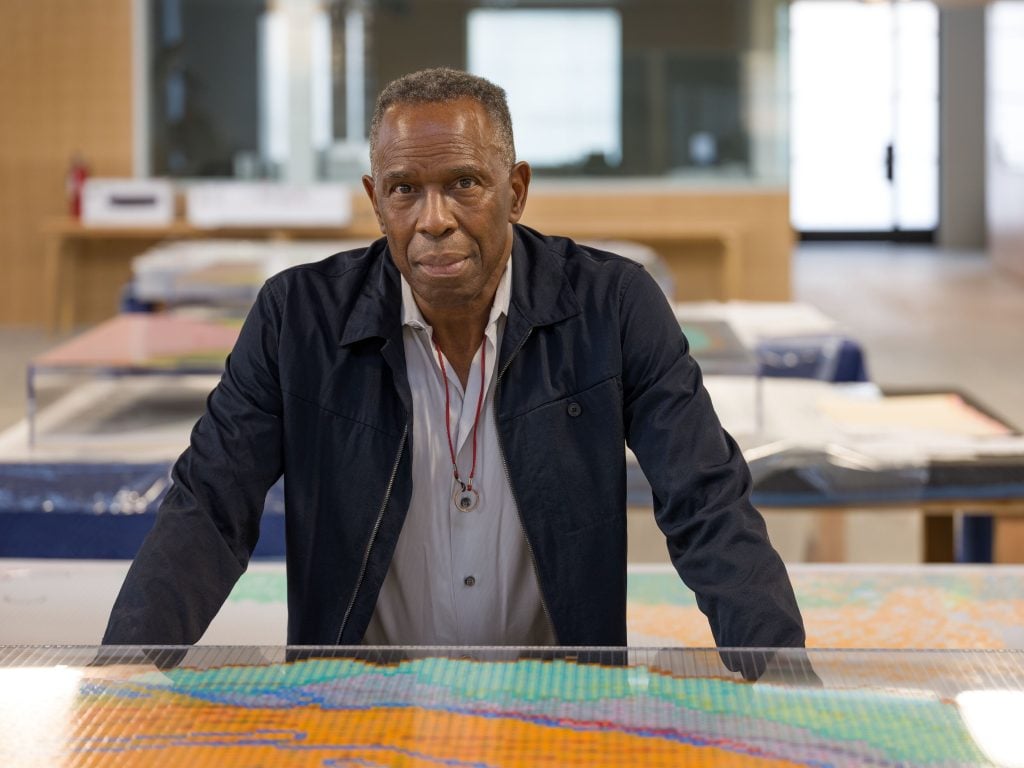 Charles Gaines in his Los Angeles studio, 2020. © Charles Gaines. Courtesy the artist and Hauser & Wirth. Photo: Fredrik Nilsen.
