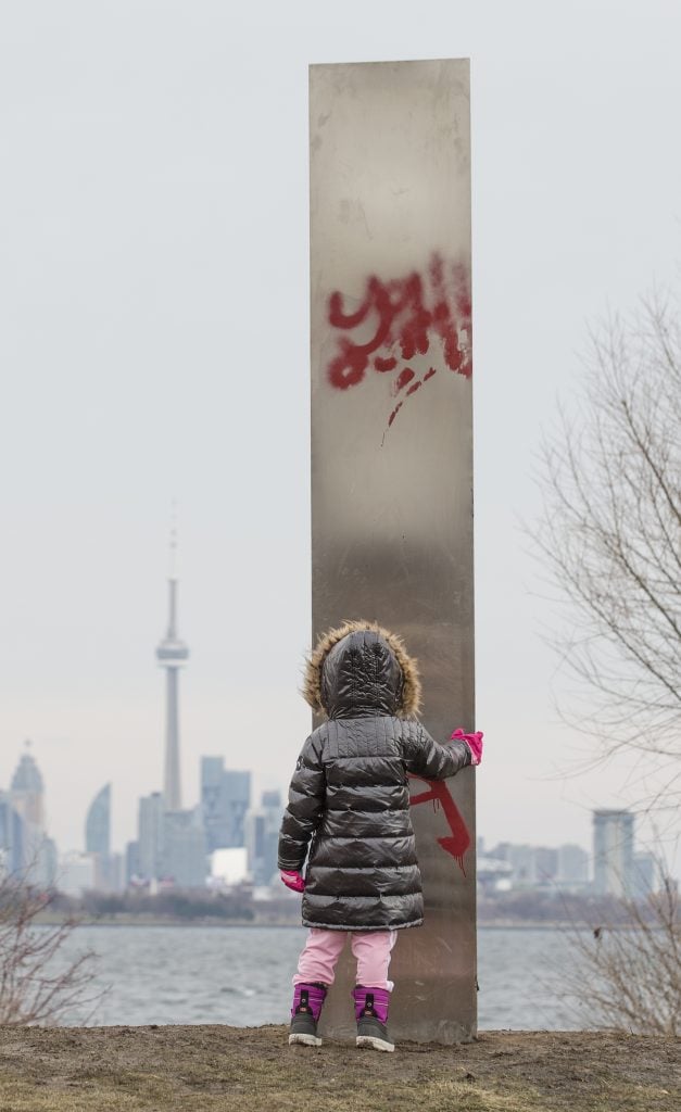 A monolith on the very east point of Humber Bay Park East in Toronto on New Year's Day. Photo by Rick Madonik/Toronto Star via Getty Images.