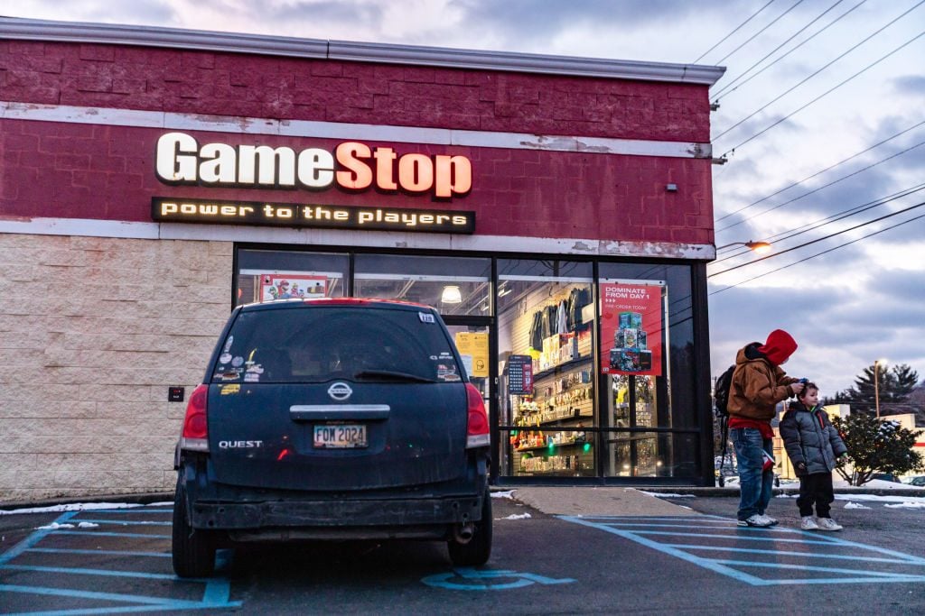 A GameStop storefront in Athens, Ohio. (Photo by Stephen Zenner/SOPA Images/LightRocket via Getty Images)
