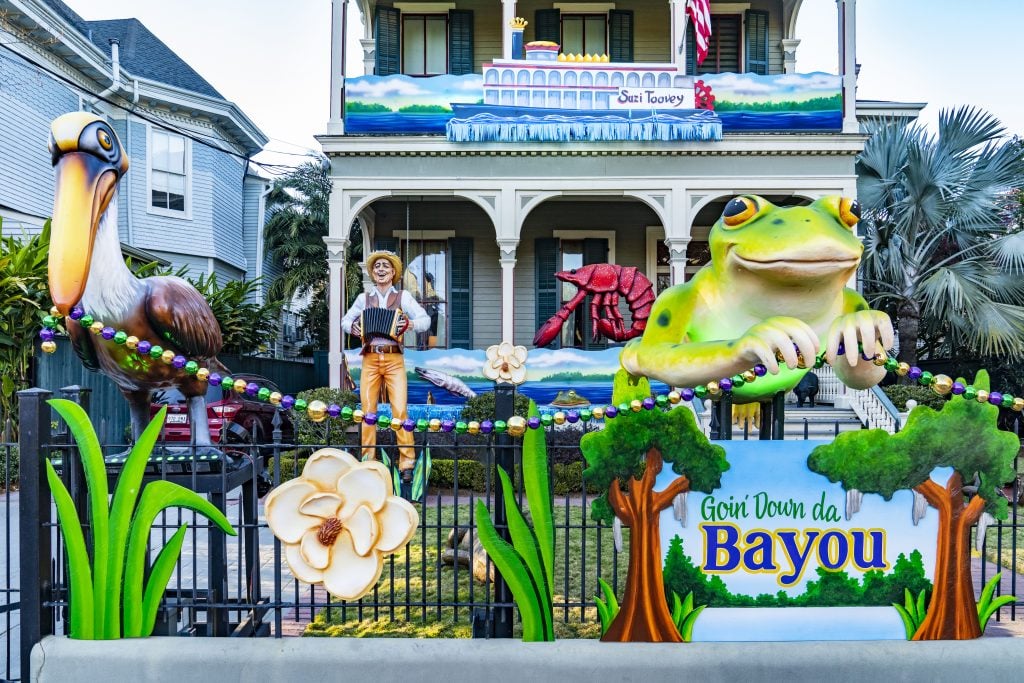 Goin Down Da Bayou house, a Mardi Gras house float in New Orleans. Photo by Erika Goldring/Getty Images.