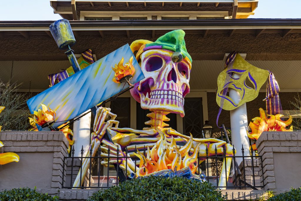 The Krewe d'Etat house, created by Royal Artists, a Mardi Gras house float in New Orleans. Photo by Erika Goldring/Getty Images.
