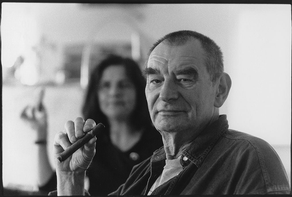 Artist Otto Muehl and his wife. MAK. Vienna. Photograph. 1998 Photo: Imagno/Getty Images.