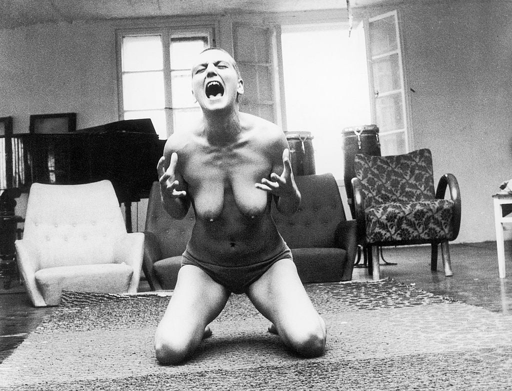 Liberation-scream of a member of the commune of Otto Muehl, Vienna. (1975) Photo: Imagno/Getty Images.