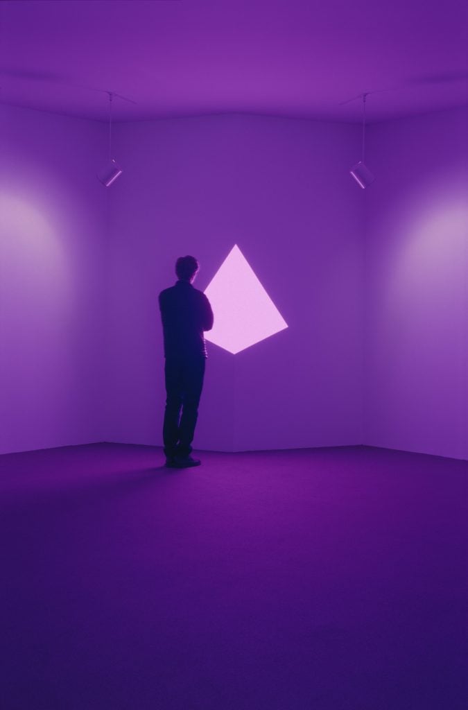 James Turrell, Raethro II, Magenta (Corner Shallow Space), (1970). Collection of Myffanwy Anderson. © James Turrell, Photo by Florian Holzherr. Courtesy of MASS MoCA.