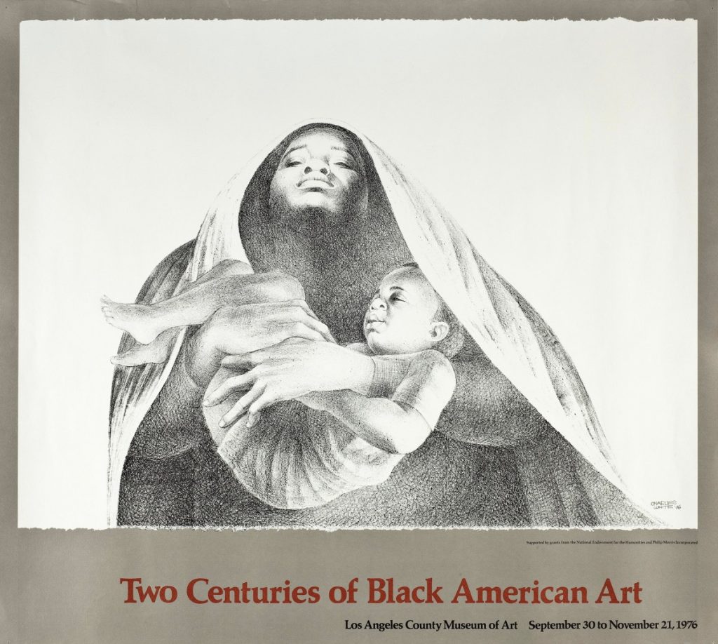 Poster for David Driskall's "Two Century of Black American Art" at LACMA, featuring Charles White, <em>I Have a Dream</em> (1976). 