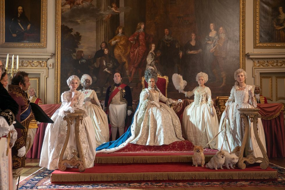If you're experiencing a bit of déjà vu watching Bridgerton, it may be because many of these scenes are filmed in the same historic homes as The Crown: the Wilton House, shown above with a Van Dyck in the background.