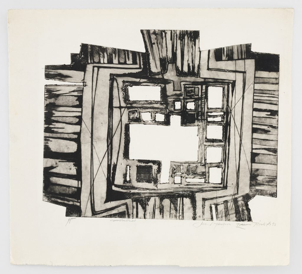 Mildred Thompson, <em> Construction </em> (c. 1973). Courtesy of Galerie Lelong.
