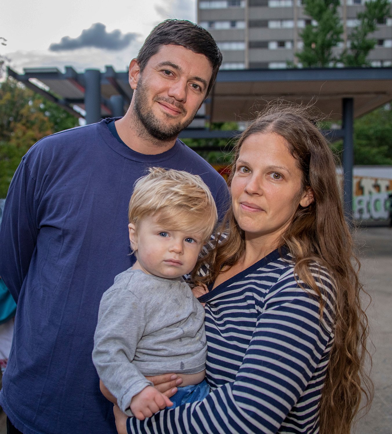 Micah Danges, Becky Suss, and their son. Photograph by Constance Mensh. 