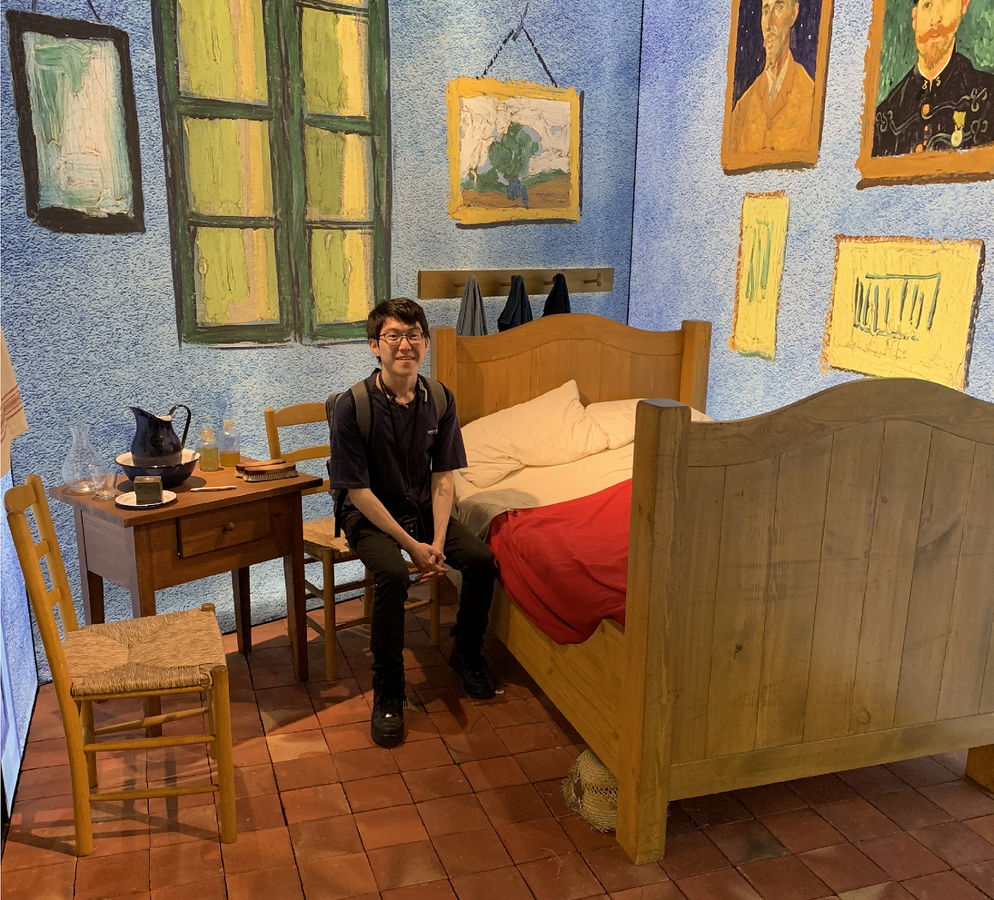 Truman Cheng at a museum exhibition recreating Vincent van Gogh's bedroom. Photo courtesy of Truman Cheng.
