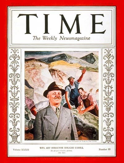 Cover of Time magazine, September 5, 1938, featuring a story about Holger Cahill and the Federal Arts Projects.