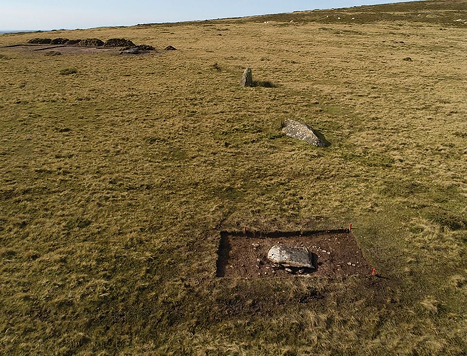 The remains of the stone circle at Waun Mawn in Wales during excavations. Photo by A. Stanford. 