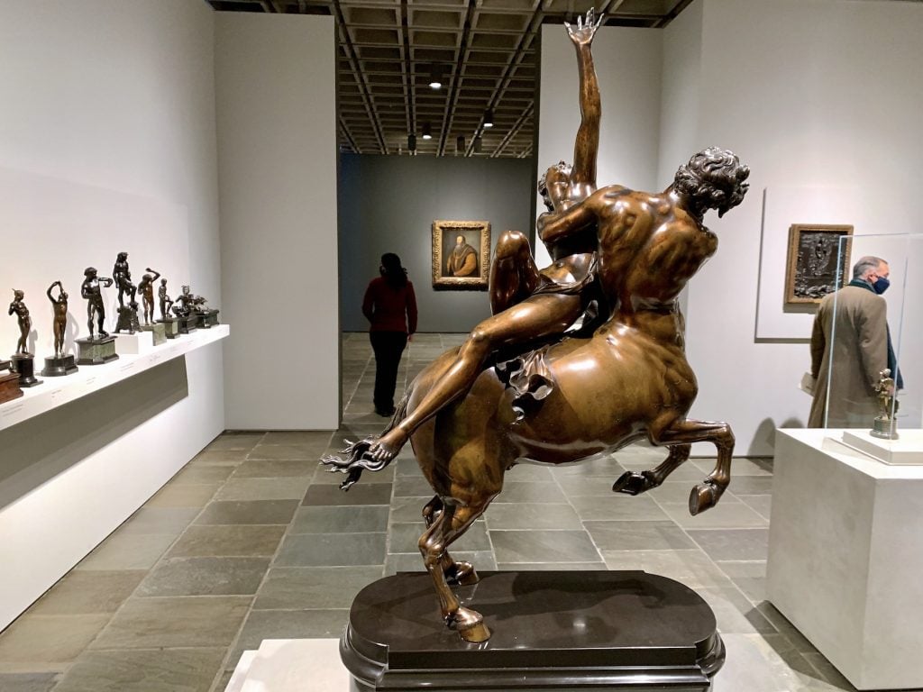 Attributed to Pietro Tacca, <em>Nessus and Deianira </em> at the Frick Madison. (Photo by Ben Davis)