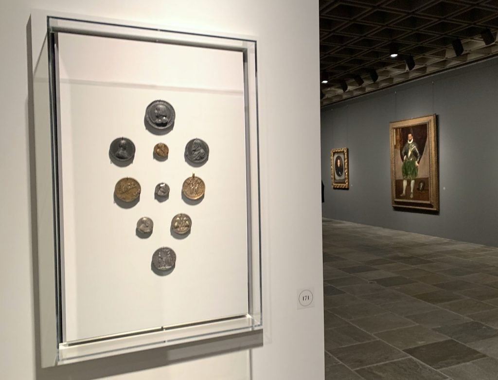 A display of coins at the Frick Madison. (Photo by Ben Davis)