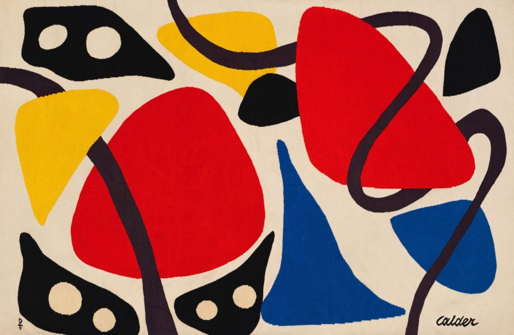 <i>Les Masques</i> (1971). Woven by Pinton Frères, Aubusson, France. © 2021 Calder Foundation, New York / Artists Rights Society (ARS), New York.