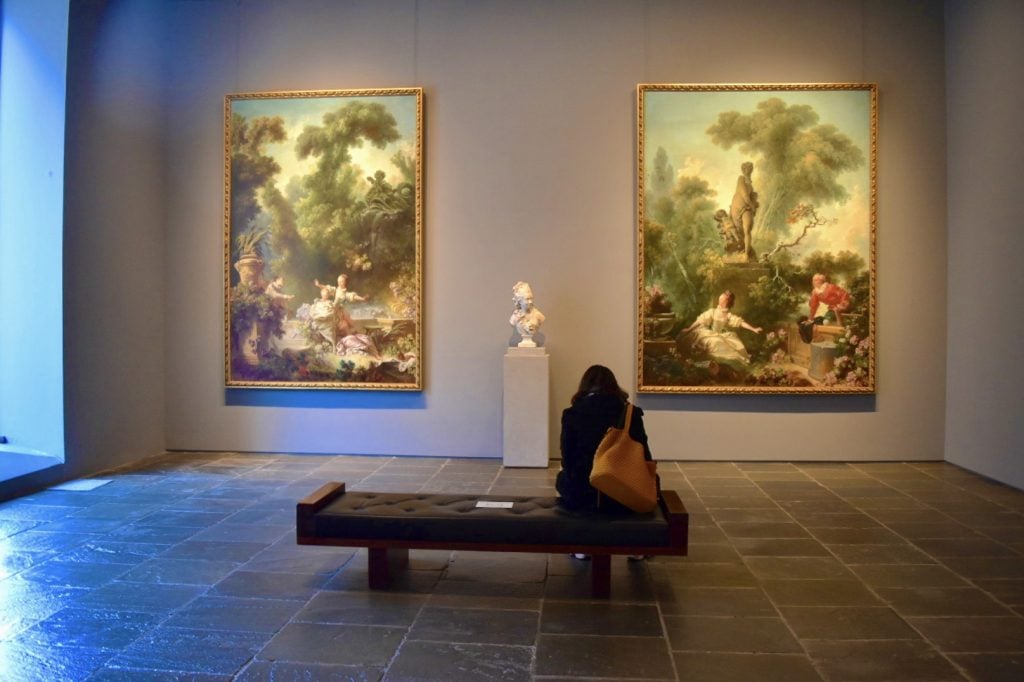 Two works by Fragonard as displayed at the Frick Madison. (Photo by Ben Davis)