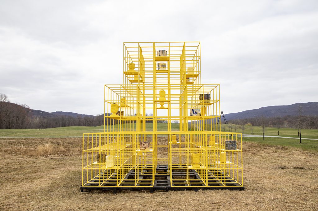 Rashid Johnson, <em>The Crisis</em> (2019) installation view at Storm King Art Center, courtesy of the artist and Hauser & Wirth. Photo by Stephanie Powell, courtesy of Storm King Art Center.