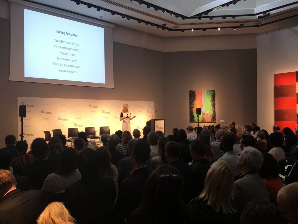 An image of the 2018 Christie’s Art and Tech Summit. Courtesy Elliot Safra.