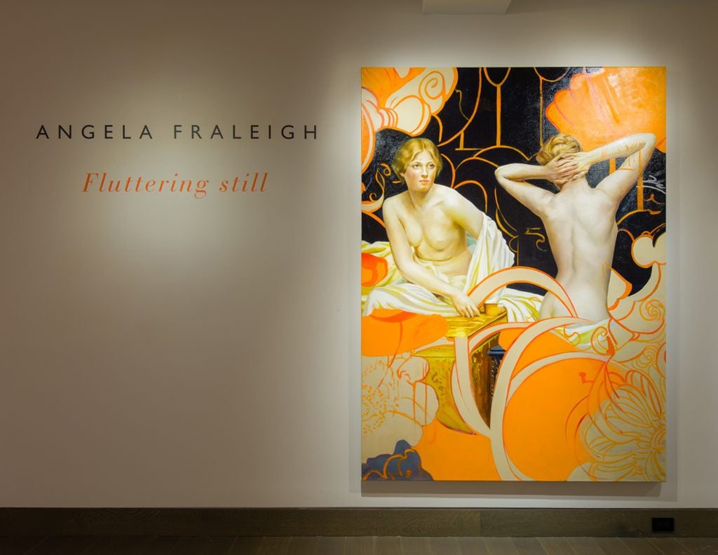 Angela Fraleigh, Rooted in constellations (2021), installation view, "Angela Fraleigh: Fluttering Still" at Hirschl & Adler Modern, New York. Courtesy of Hirschl & Adler Modern, New York.