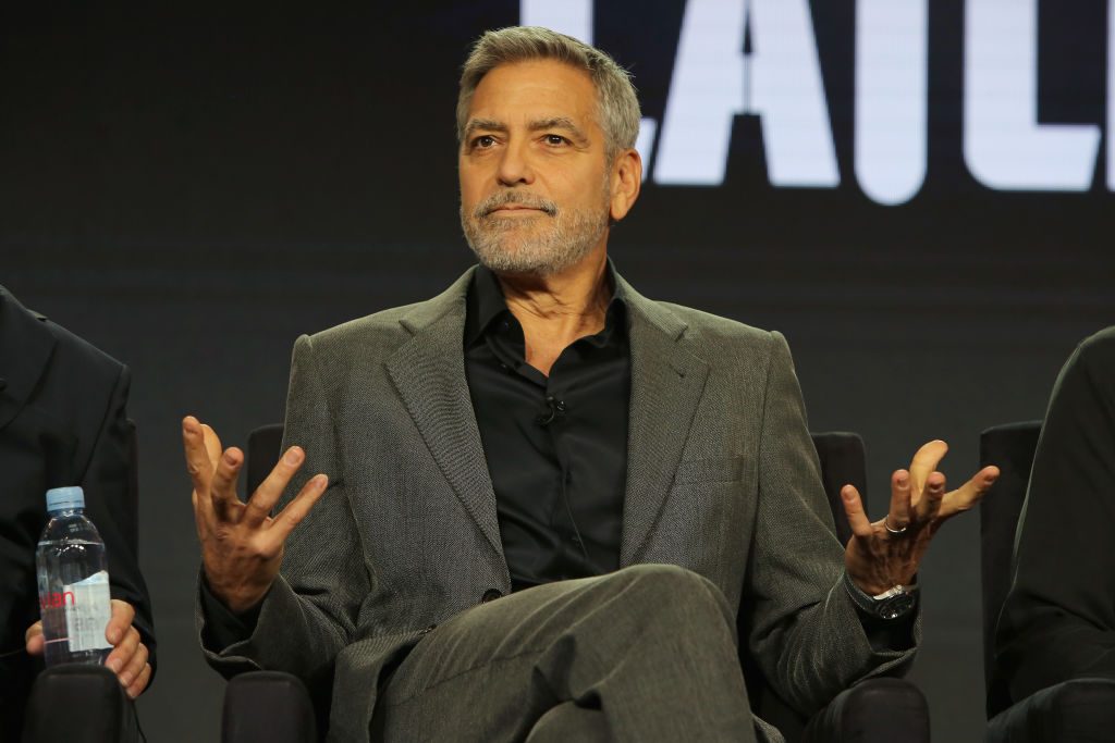 George Clooney speaks at a Hulu panel during the Winter TCA 2019 in Pasadena, California. Photo by Rachel Murray/Getty Images for Hulu.