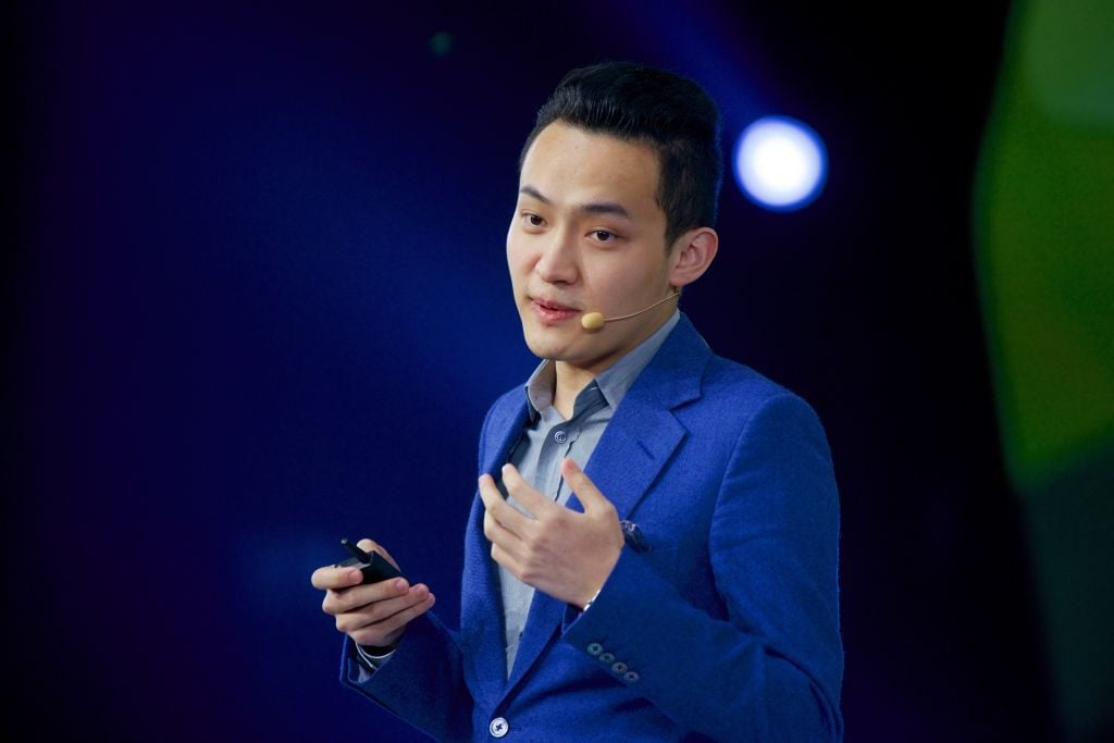 Justin Sun Yuchen, founder of Tron and CEO of BitTorrent, speaks during Ifeng Finance Summit at China World Summit Wing on November 4, 2015 in Beijing, China. (Photo by Jiang Xin/Visual China Group via Getty Images)