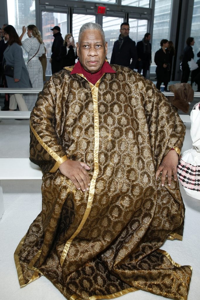 André Leon Talley attends the front row for Carolina Herrera during New York Fashion Week. Photo by John Lamparski/Getty Images.