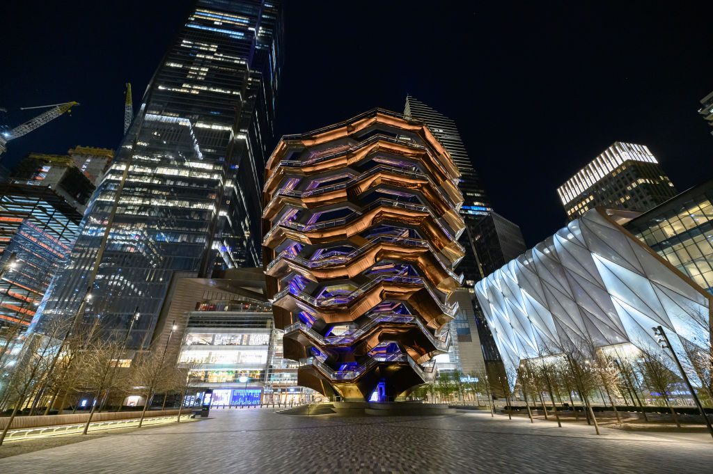 The Vessel and The Shed at the Hudson Yards during the coronavirus pandemic on April 9, 2020 in New York City. Photo: Noam Galai/Getty Images.